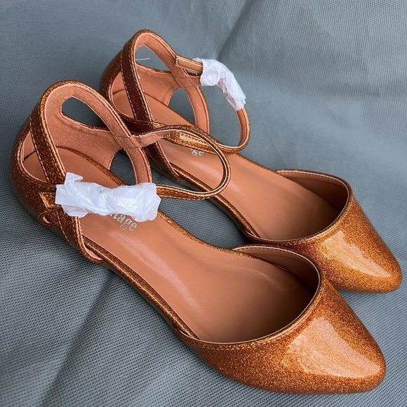 Unique Vintage Shoes - ModCloth Unique Vintage Orange Glitter Libby Flats Shoes Size 5 Cosplay